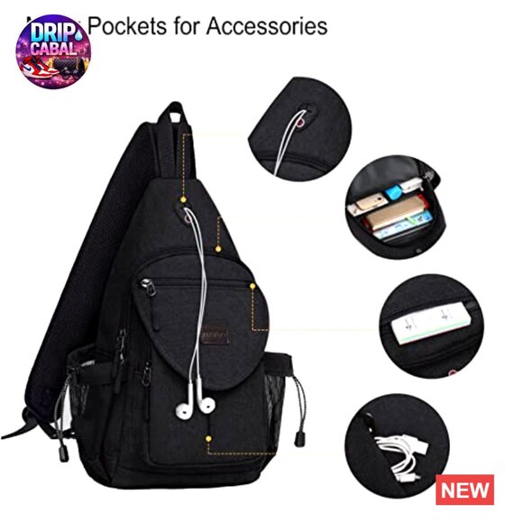 Canvas Sling Backpack with Anti-theft Pocket, Adjustable Crossbody Daypack main image 5